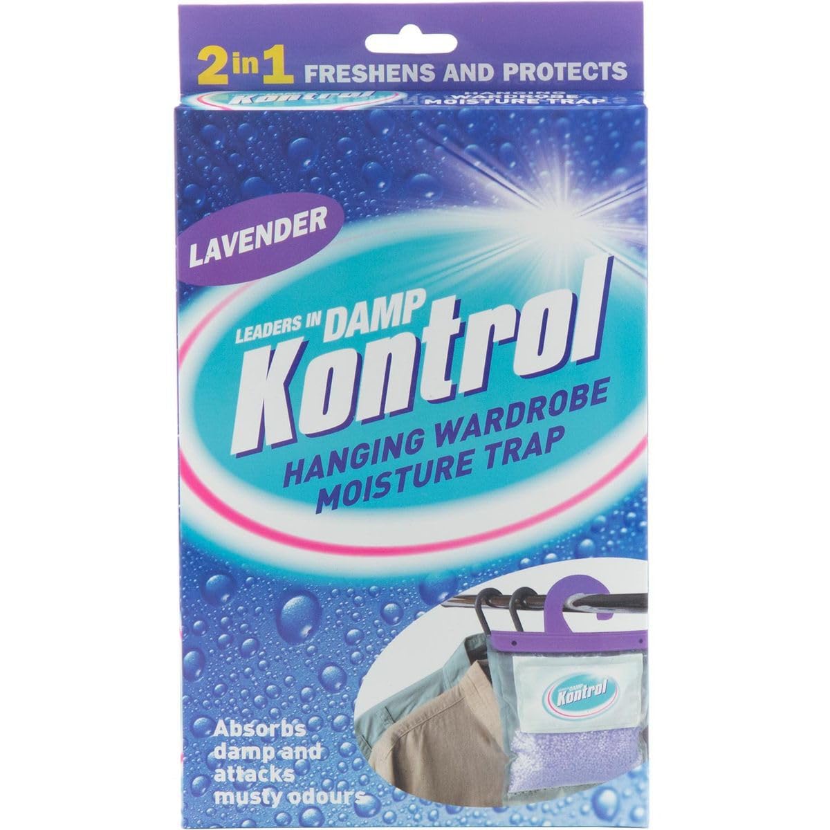 2 x Kontrol Scented Hanging Dehumidifier Damp Moisture Trap Lavender Scent