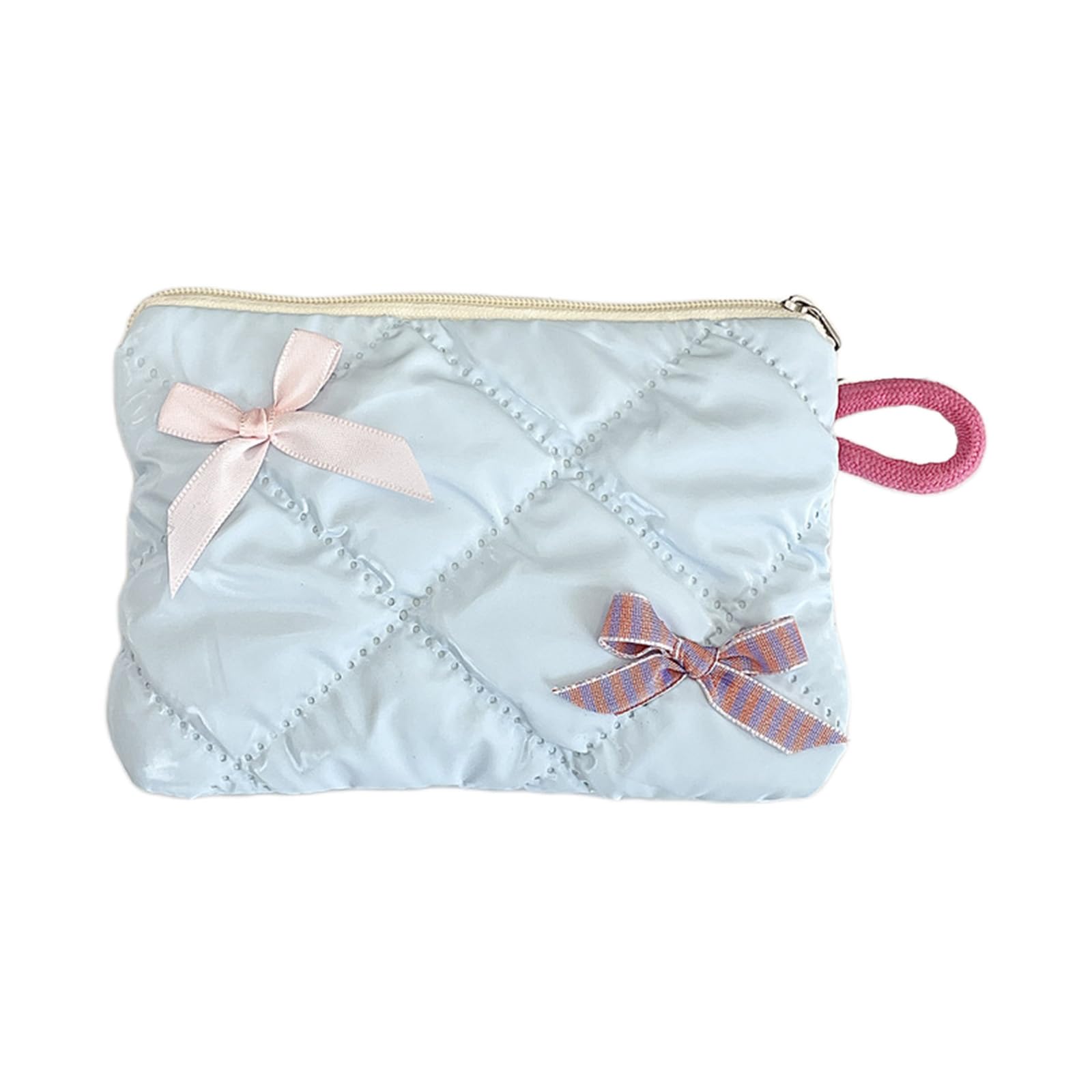 Jazuaiao Pearlescents Bowknot Decorated Storage Bag Multipurpose Makeup Toiletry Organizers Portable Travel Cosmetic Pouches Elegant Bowknot Decorated Storage Pouches