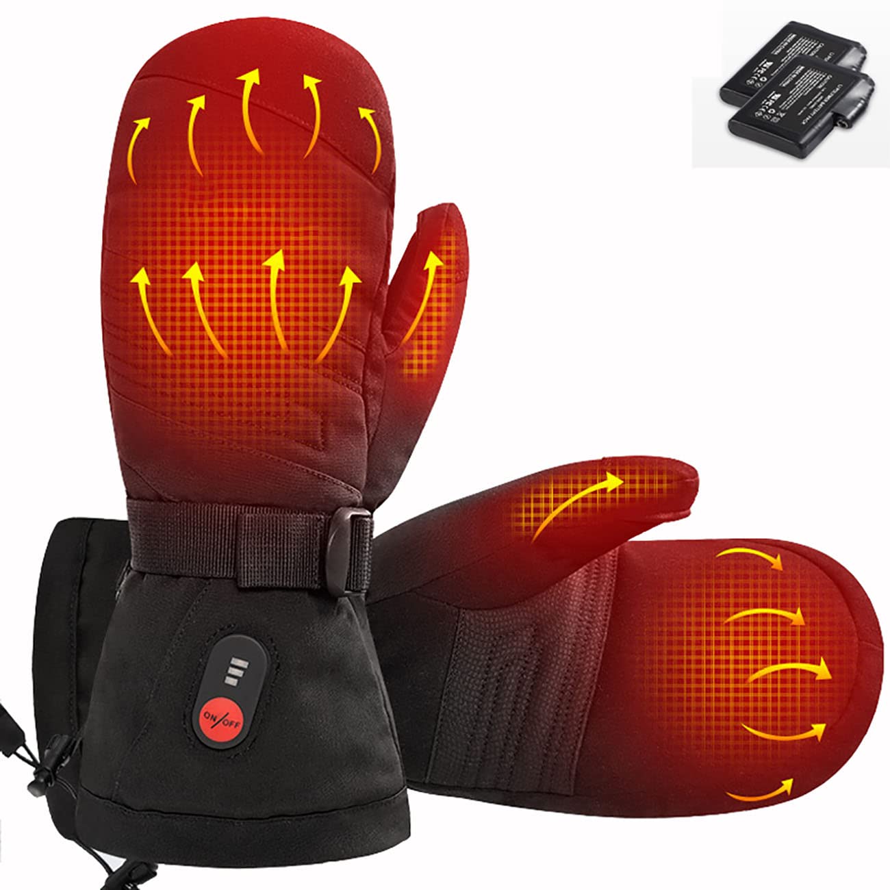 CHEWYNP Guanti Impermeabili riscaldati da Donna da Uomo, Guanti da Sci con Batteria Ricaricabile, Guanti Touch Screen per Moto da Caccia, Controllo della Temperatura a Tre velocità, Ciclis
