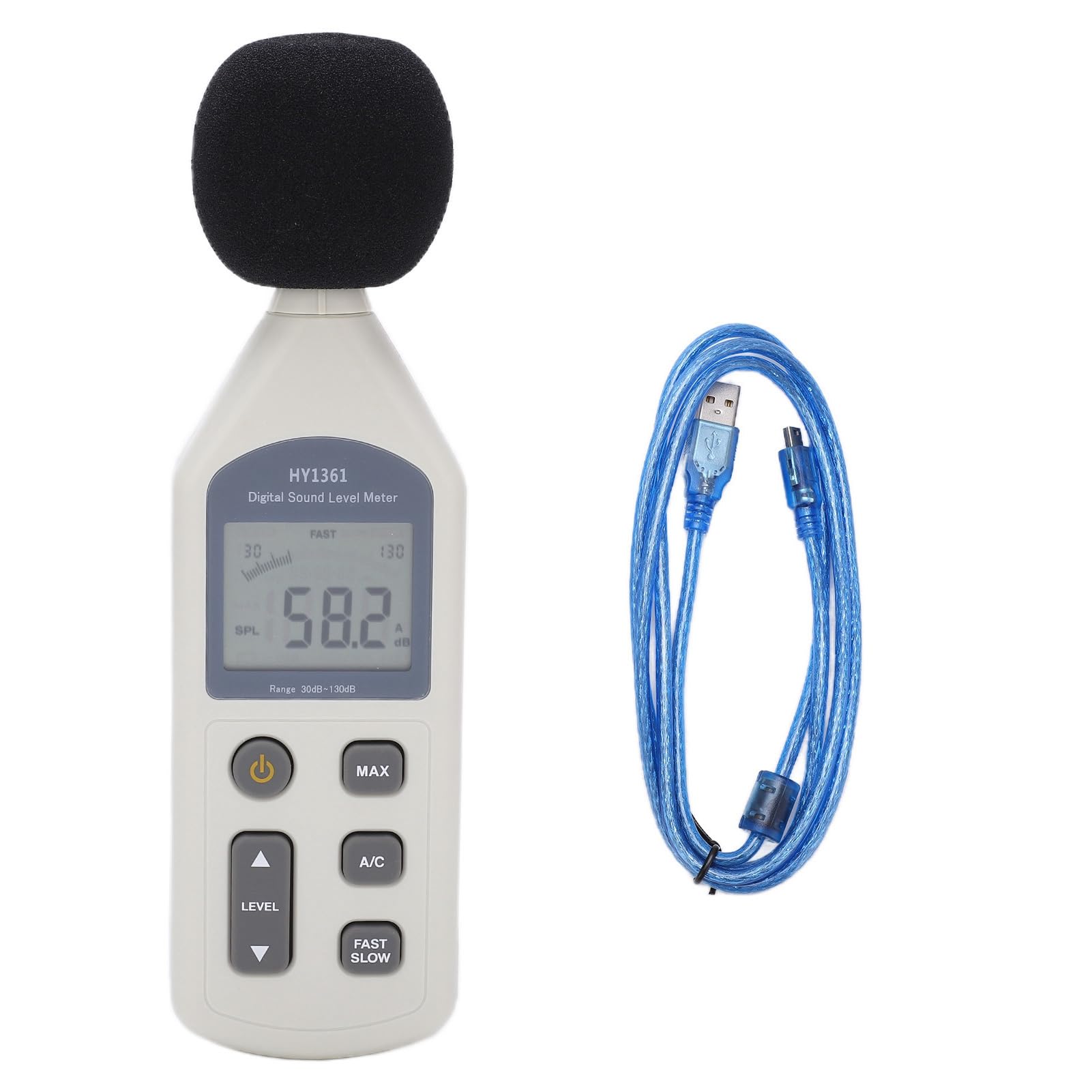 HY 1361 Miernik Poziomu Dźwięku Miernik Hałasu ABS 30 do 130dBA 35 do 130dBC LCD Wyjście USB A C Ważenie Szybka, Powolna Reakcja Użytku Domowego w Biurze Szkolnym