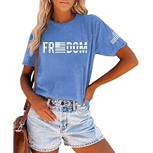 Womens 4th of July Independence Day T-Shirt Summer 1776 USA America Memorial Day Graphic Tees Tops