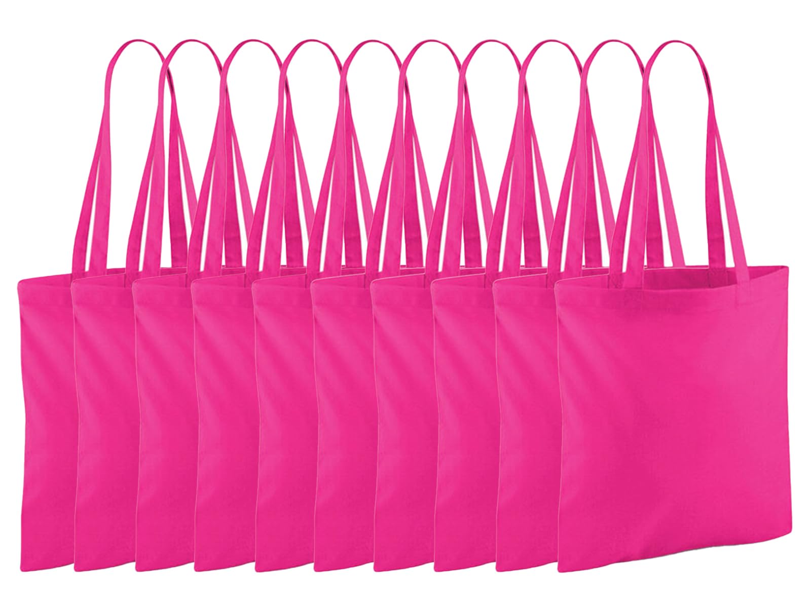 NGWorld Pack of Eco-Friendly Cotton Tote Bags - 10 x Fuchsia - One Size