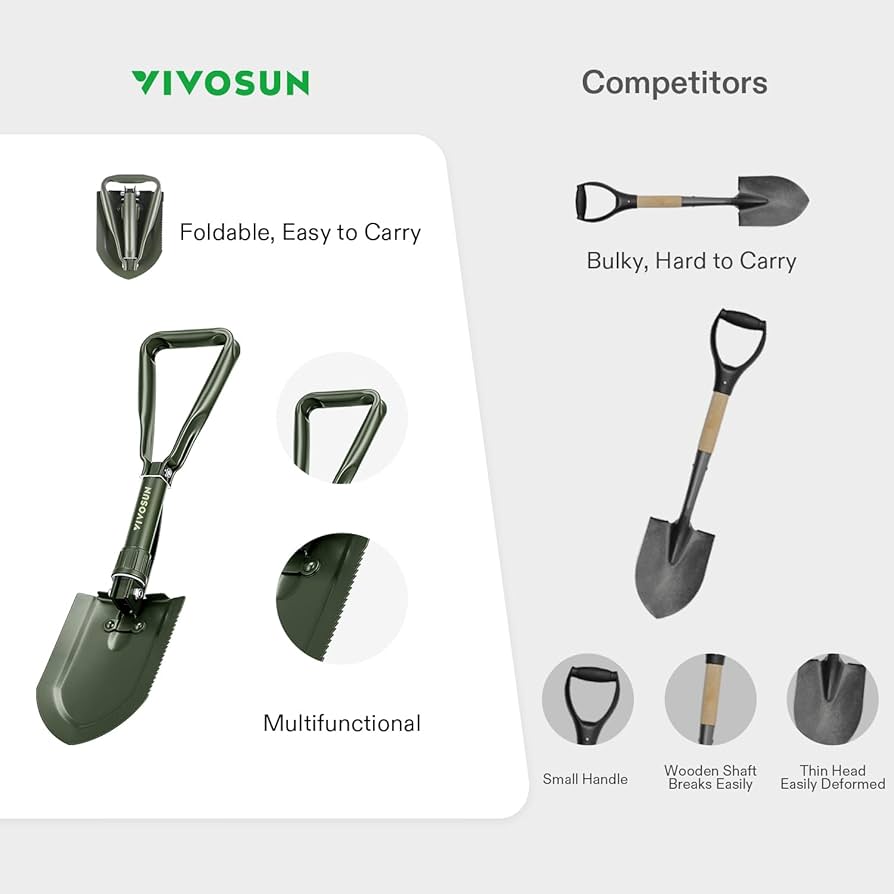 Amazon.com : VIVOSUN Folding Survival Shovel, 22'' Camping