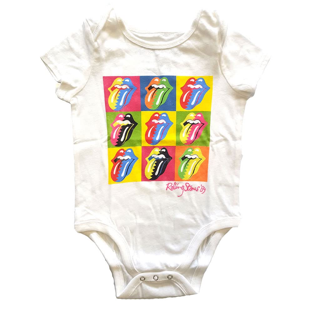The Rolling Stones Baby To Grow Two Tone Tongues New Official White 0, White, One Size