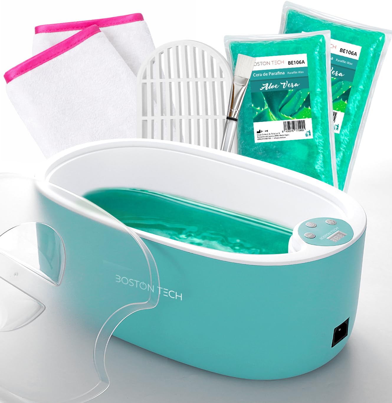 Bain de Paraffine pour les Mains et les Pieds de Boston Tech® | Soulagement des Douleurs Musculaires et Arthrite | Hydrate, Adoucit et Revitalise la Peau | Capacité 5L + 2 Blocs de Cire + Accessoires