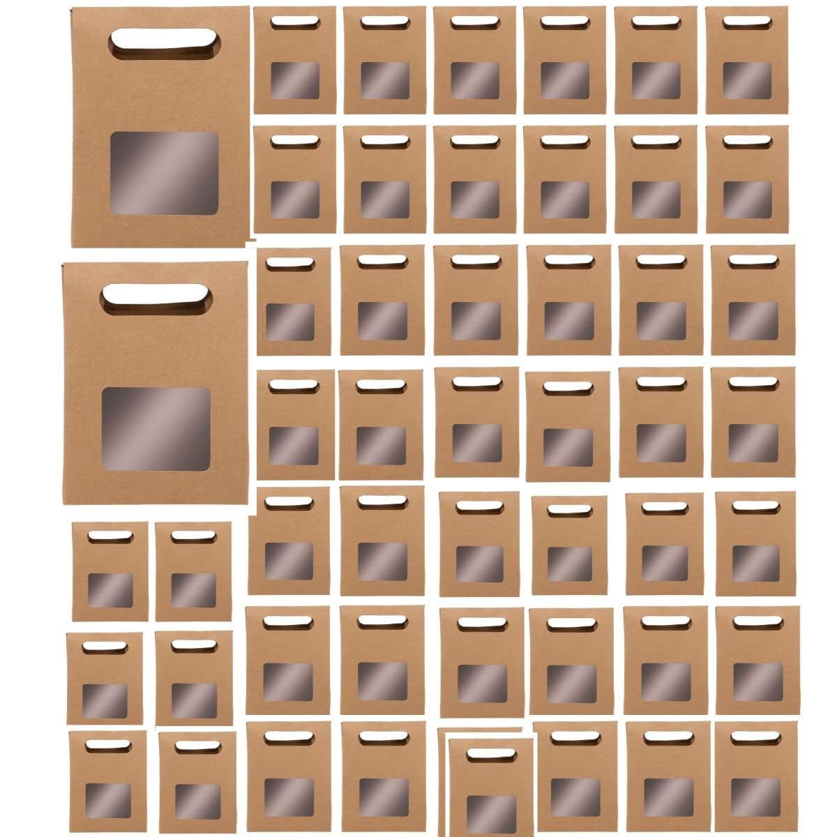 SATYAM KRAFT 50 Pcs Gift Paper Bag, One Side Window for Gift Item Looks, Small Gifting Bag, Christmas, Xmas Gift, Travel Bag, Dryfruit Gifting Box, Easy Assemble, Light Weight (15 cm Heighted, Brown) (B0CPYGC4B4) Amazon Price History, Amazon Price Tracker