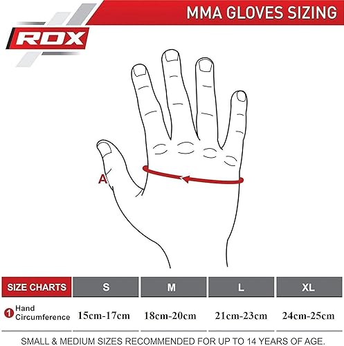 Miniatura 9 de RDX MMA guantes mitones para artes marciales de piel vacuna para saco de boxeo enfrentamiento en jaula combate entrenamiento M