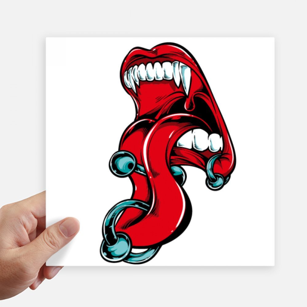 Autocollant carré 20 cm motif bouche rouge pour déco murale et moto