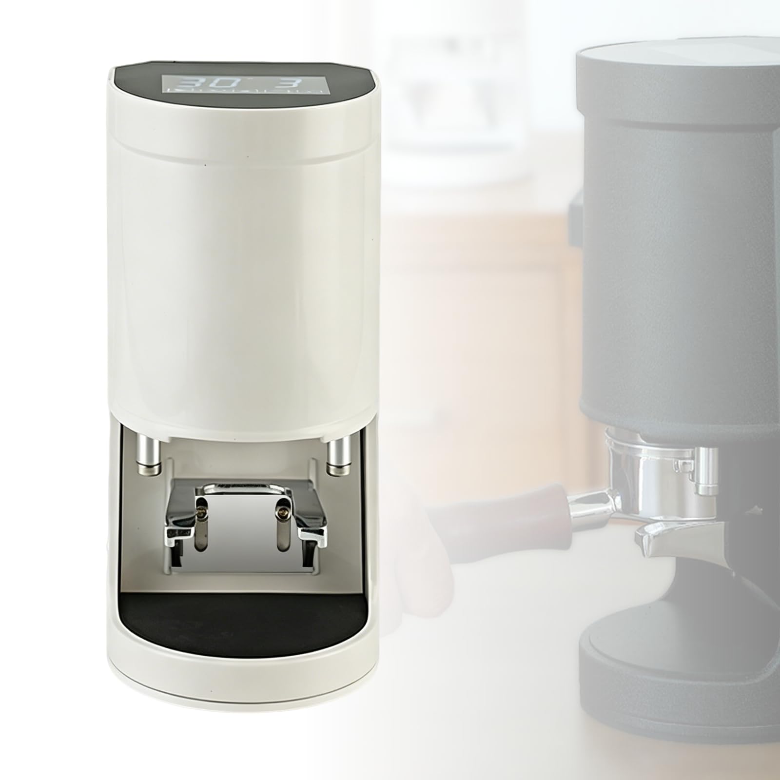 KUSOLE 58mm Coffee Tamper - Spring-loaded Tamper - Espresso tamper for baristas, easy-to-clean design, adjustable tamping time from 1 to 3 settings White-Thread