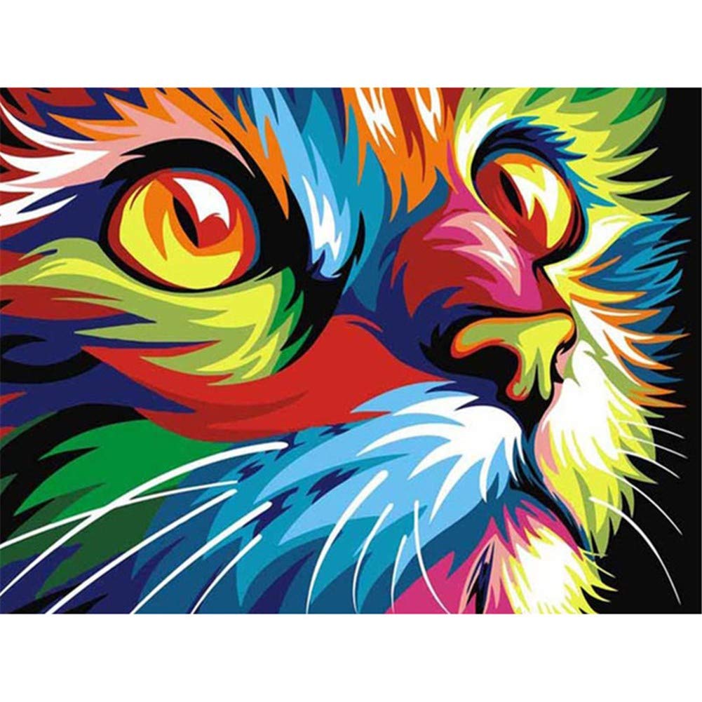 Kit Diamant Art Painting Chat colore grand format 60x80cm de broderie point de croix