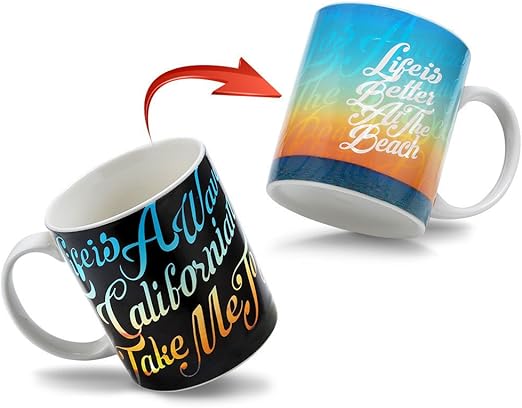 Amazon Co Jp 感温 マグカップ 世界地図 星空カップ 太陽系陶器 カップ おもしろ 変色 ミルク コーヒーカップ 温度で色が変わる 350ml 変色カップ 夕日 ホーム キッチン