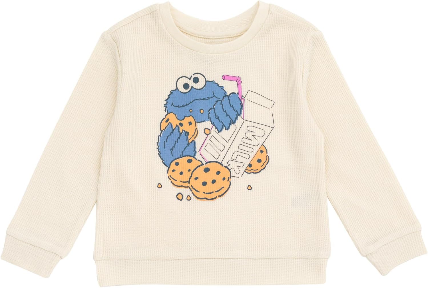 Sesame Street Waffle Knit Pullover Sweatshirt and Jogger Pants Outfit Set Newborn to Little Kid Sizes (0-3 Months - 5) - Image 3