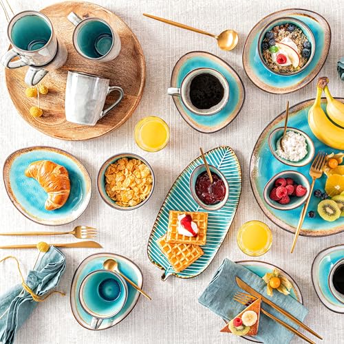 Sänger | Kaffeebecher Set Capri aus Steingut, 4-teiliges Kaffeetassen Set, Modernes und Einzigartiges Design 300 ml | PREMIUM COLLECTION