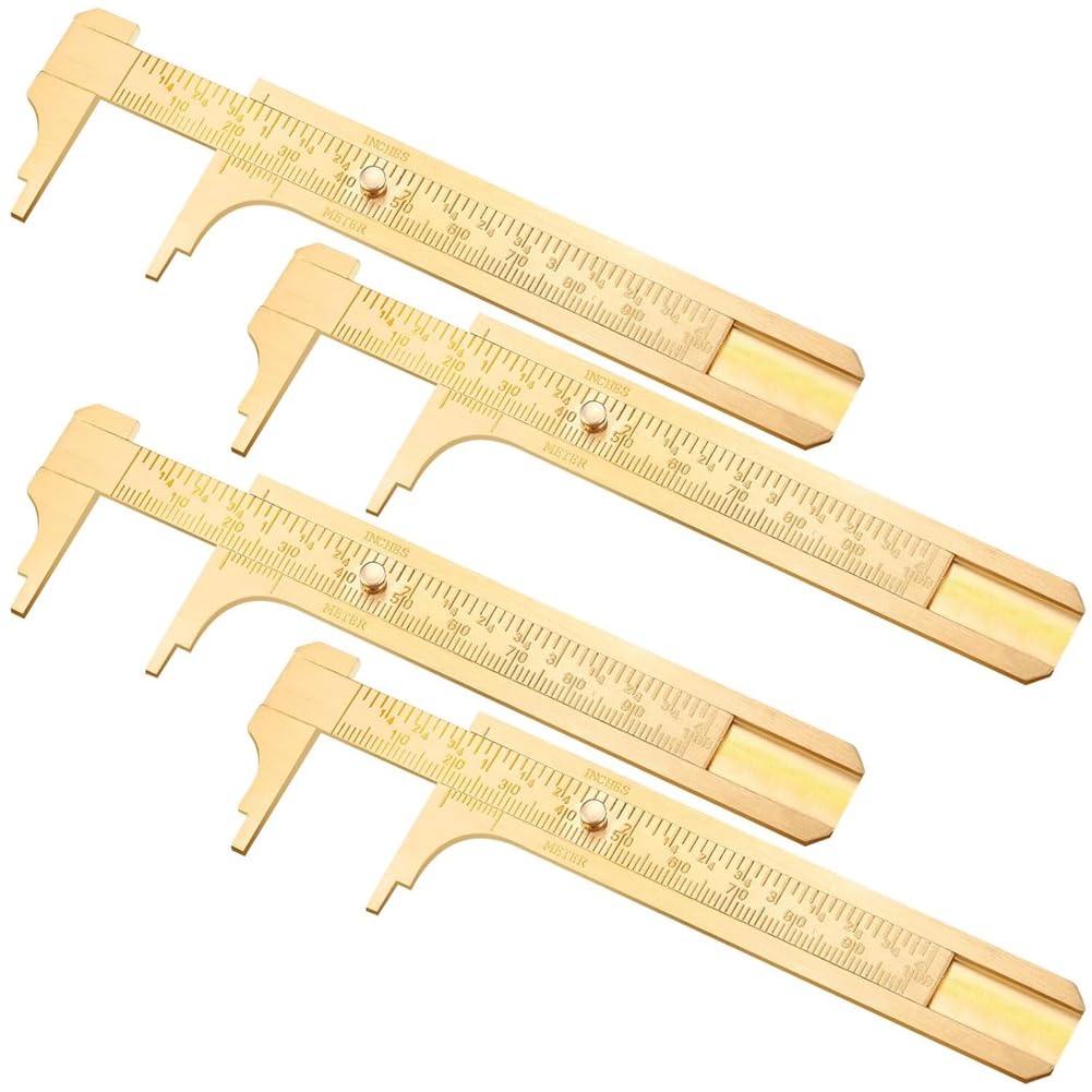 Ehwisbe Vernier Calipers Pocket Scale Sliding Gauge Metal Pocket Ruler Forjewelry Measuring 4Pcs