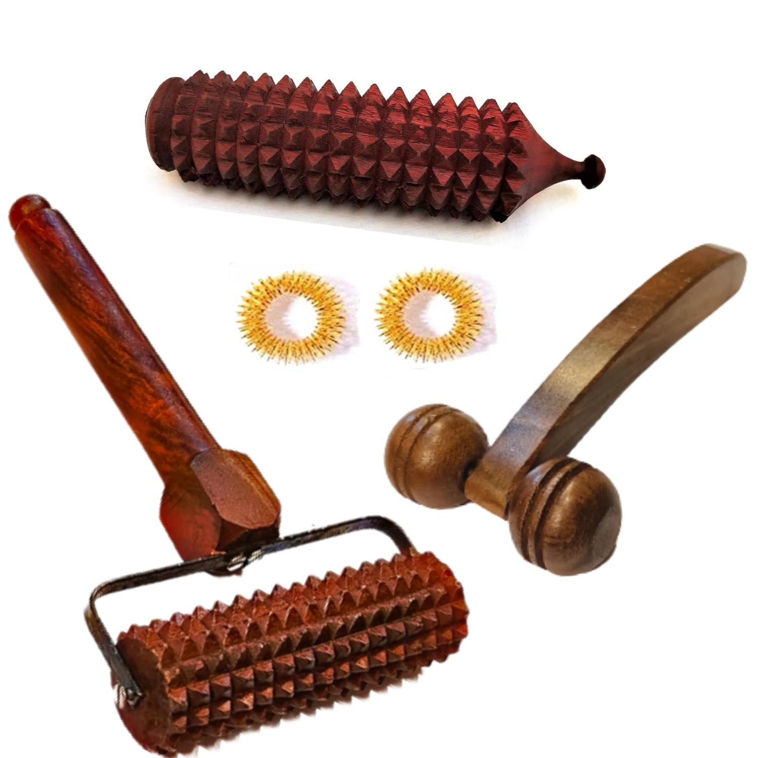 Master arts shisham Wood back/neck/face/head/Hand/legs Massager Roller Body Stress releif Acupressure Acupuncture Cutter Manual Massagers (set of 5) best massager kit, wooden massager (Pack of 6)