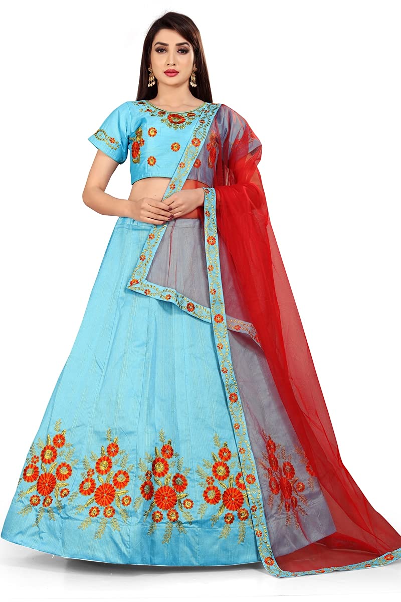 RAJ SHREE FASHIONNew Heavy Bridal Embroidery Work Lehenga Choli Readymade Lehenga Choli Wending Lehenga Choli H79 Sky Blue