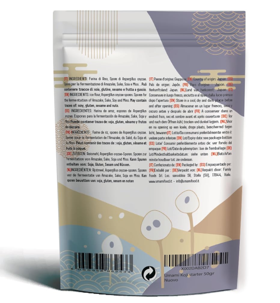 Umami Koji Kin Japonais 50g - Spores Starter pour Fermentation (Aspergillus Oryzae) - Idéal pour Miso, Saké, Amazake et Shio Koji