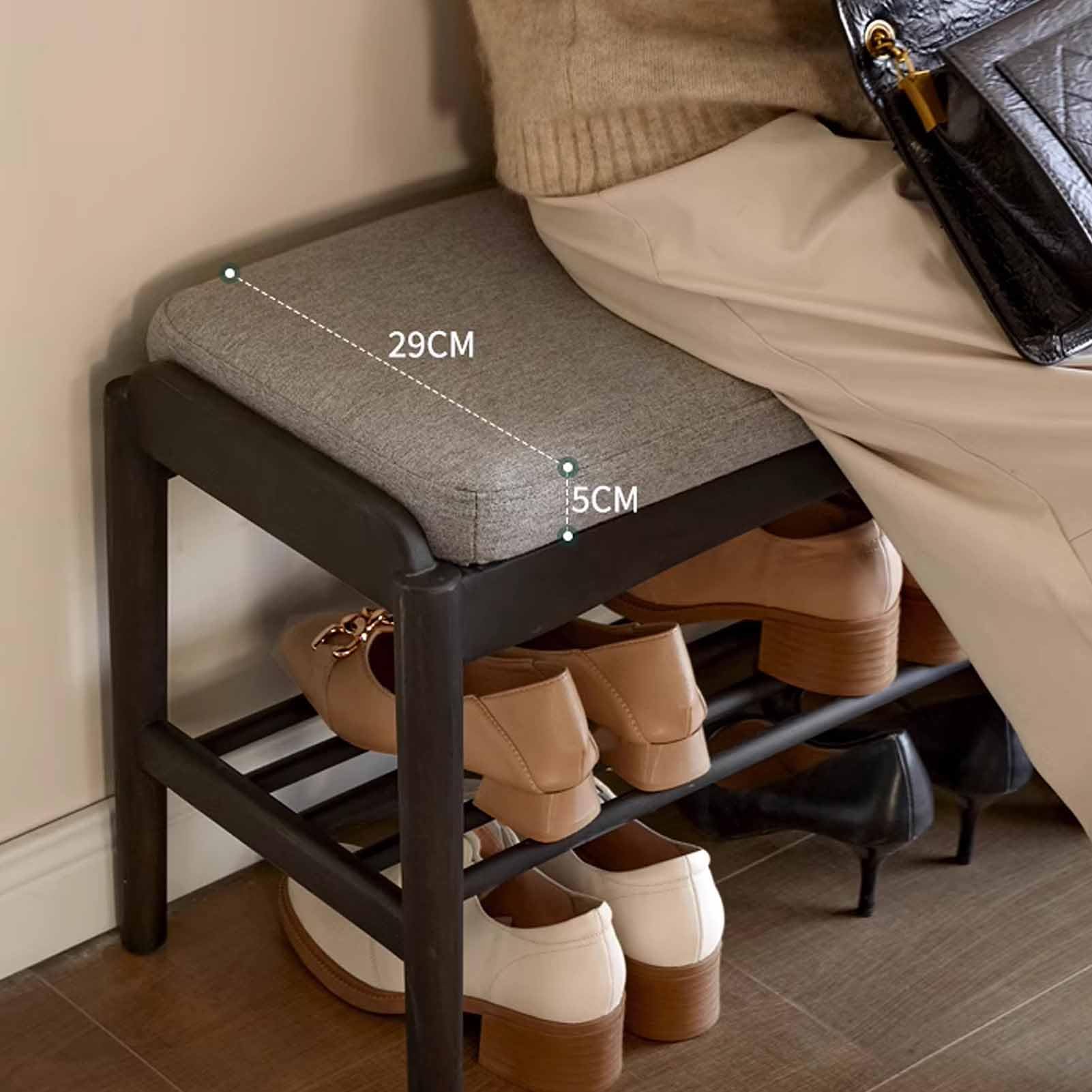 Banco para Guardar Zapatos con cojín de Asiento, Banco Zapatero de Madera Maciza para recibidor, Organizador de Zapatos, Armario Independiente para Zapatos de Armario o Pasillo.