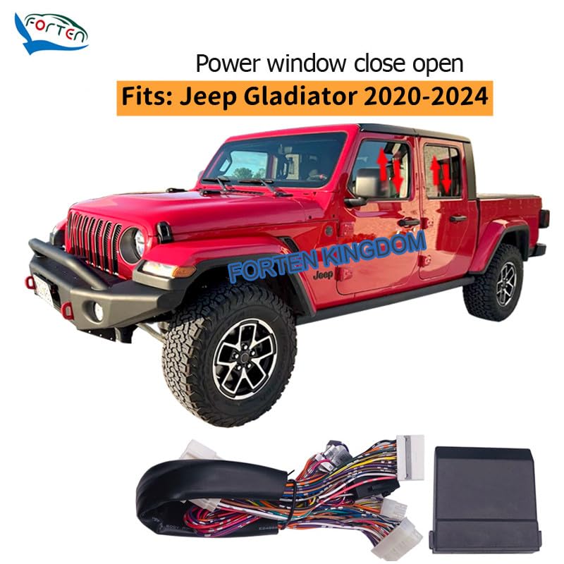 Forten Kingdom Remote Control Car Auto Window Power Lift Close Open Roll Up Down System Module Device Kit For Jeep Gladiator 2020 2021 2022 2023 2024 (Fuel engine)