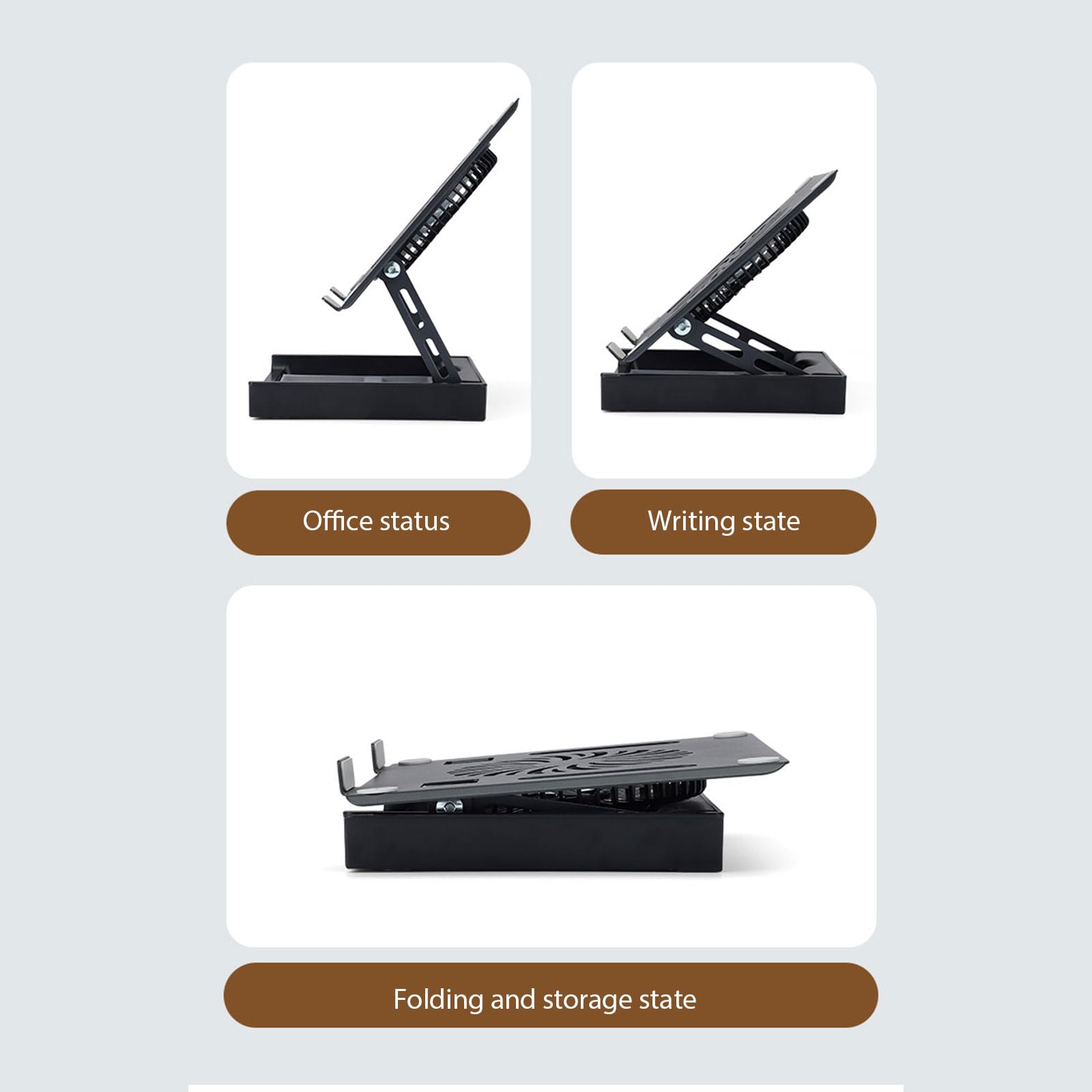 Supporto per computer con altezza regolabile e raffreddamento integrato per installazioni professionali Uffici Supporto raffreddamento per laptop Spazio archiviazione compatto Uso professionale