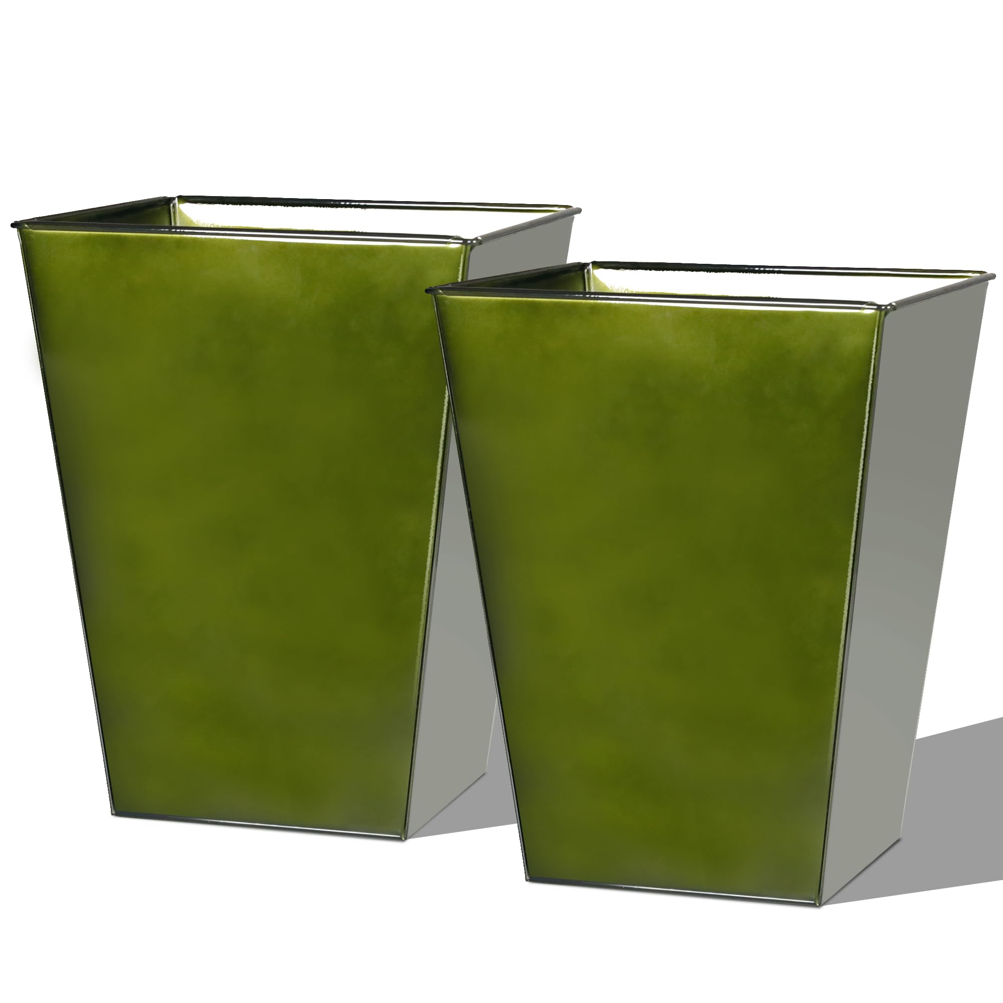 Worth Garden Metal Glazed Floor Planter Set