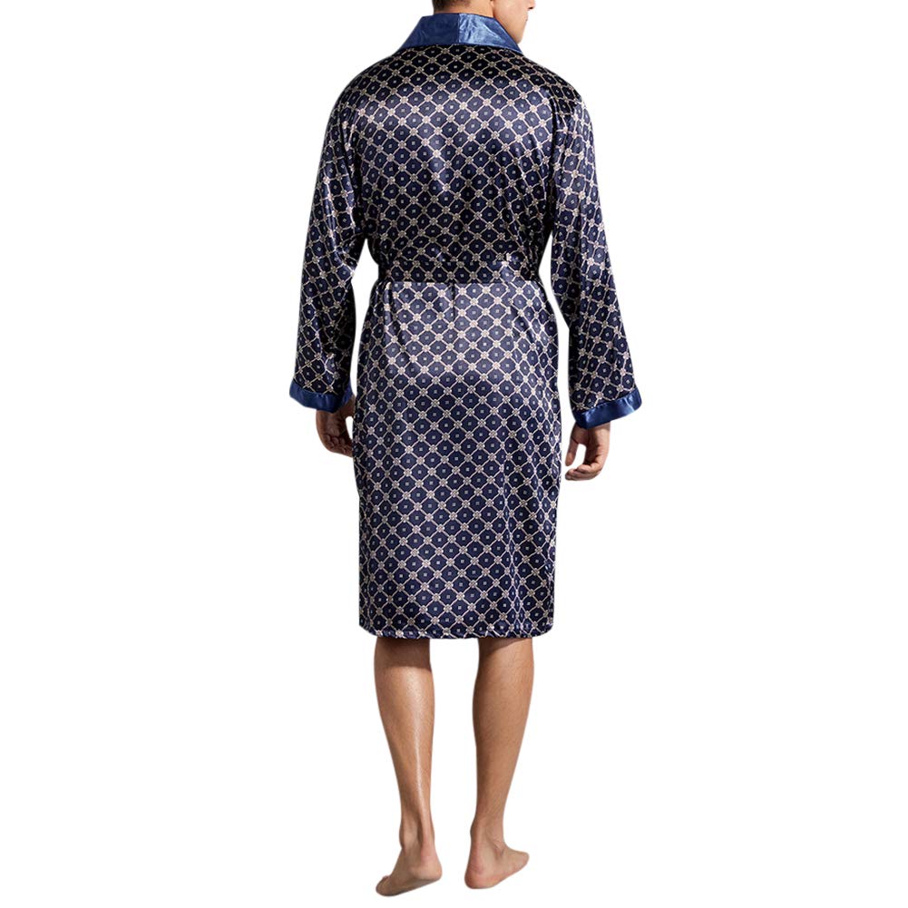 YOUTHUP Robes de Chambre pour Homme Lisse Vêtement de Nuit Pyjama Robe Peignoir de Bain avec Ceinture et Poches