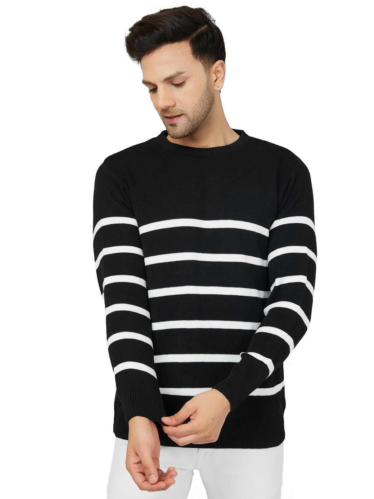 Men Round Neck Full Sleeve Printed Woolen Winter Sweater-image-12