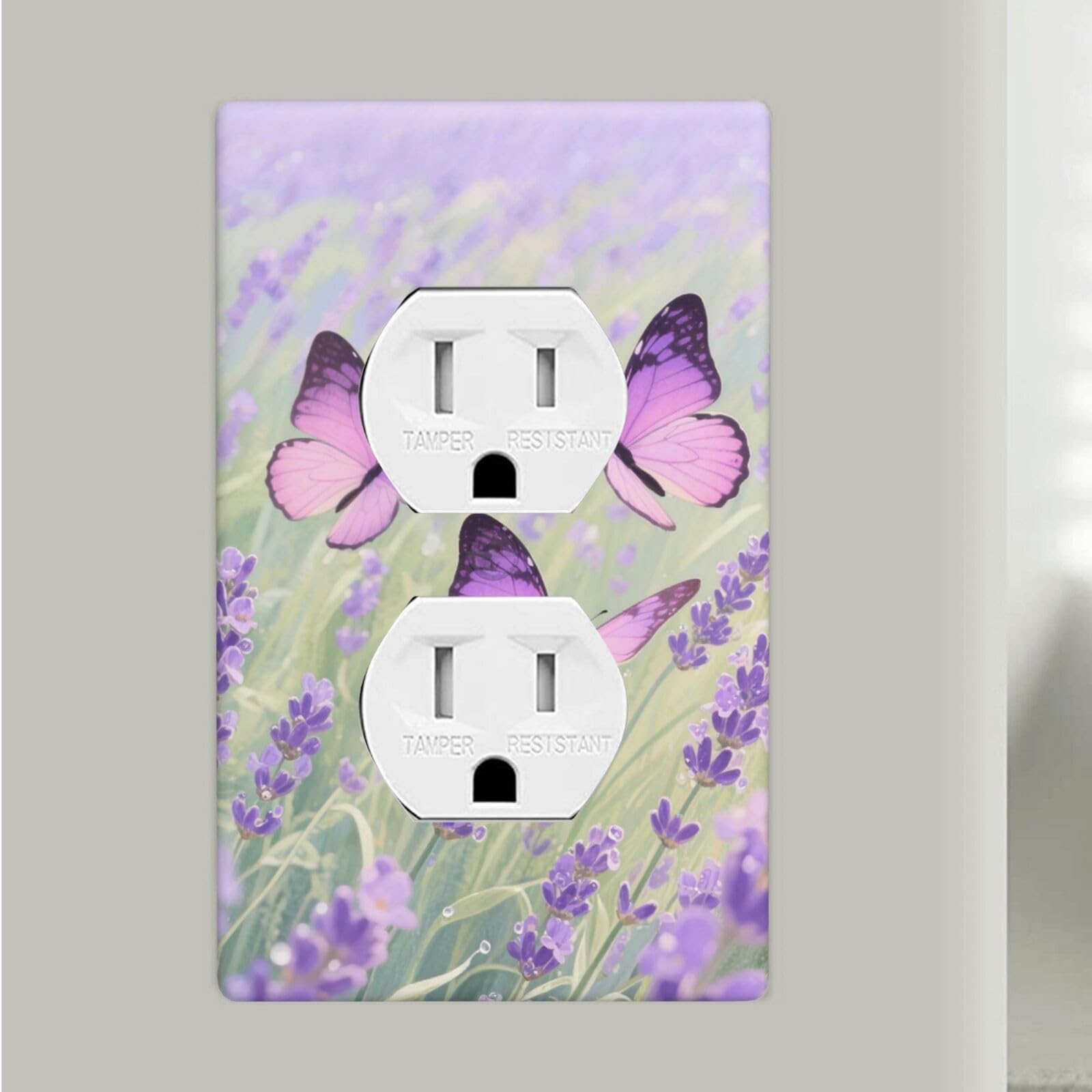 Butterfly Duplex Outlet Covers Wall Plates 1-Gang Switch Outlet Electrical Cover Plate Unbreakable Polycarbonate Switchplate Cover Faceplate For Bathroom Kitchen Home Decor