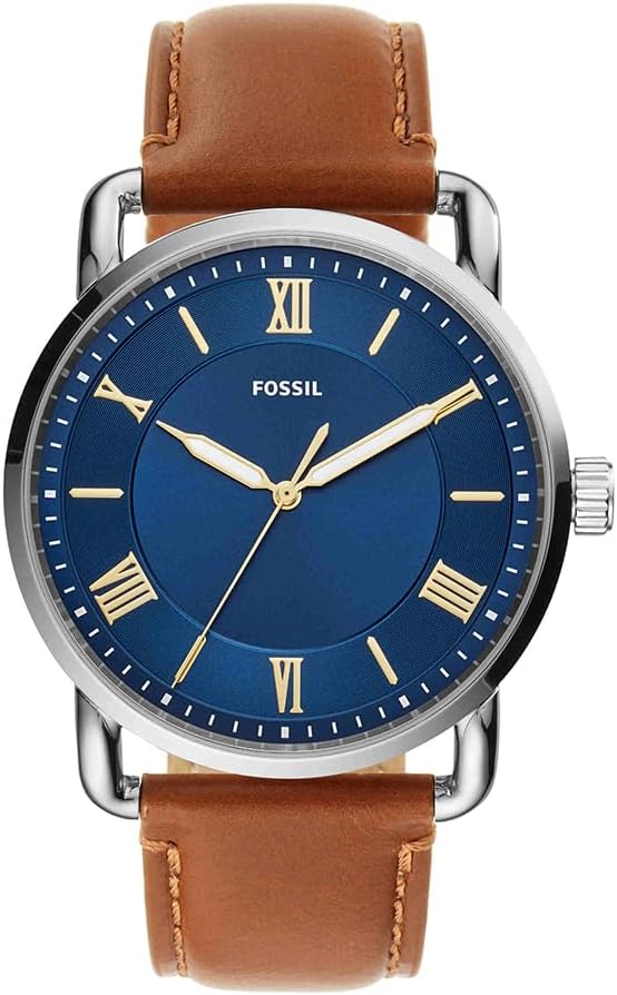 Mens Copeland 42mm Leather Watch Fs5661, Silver