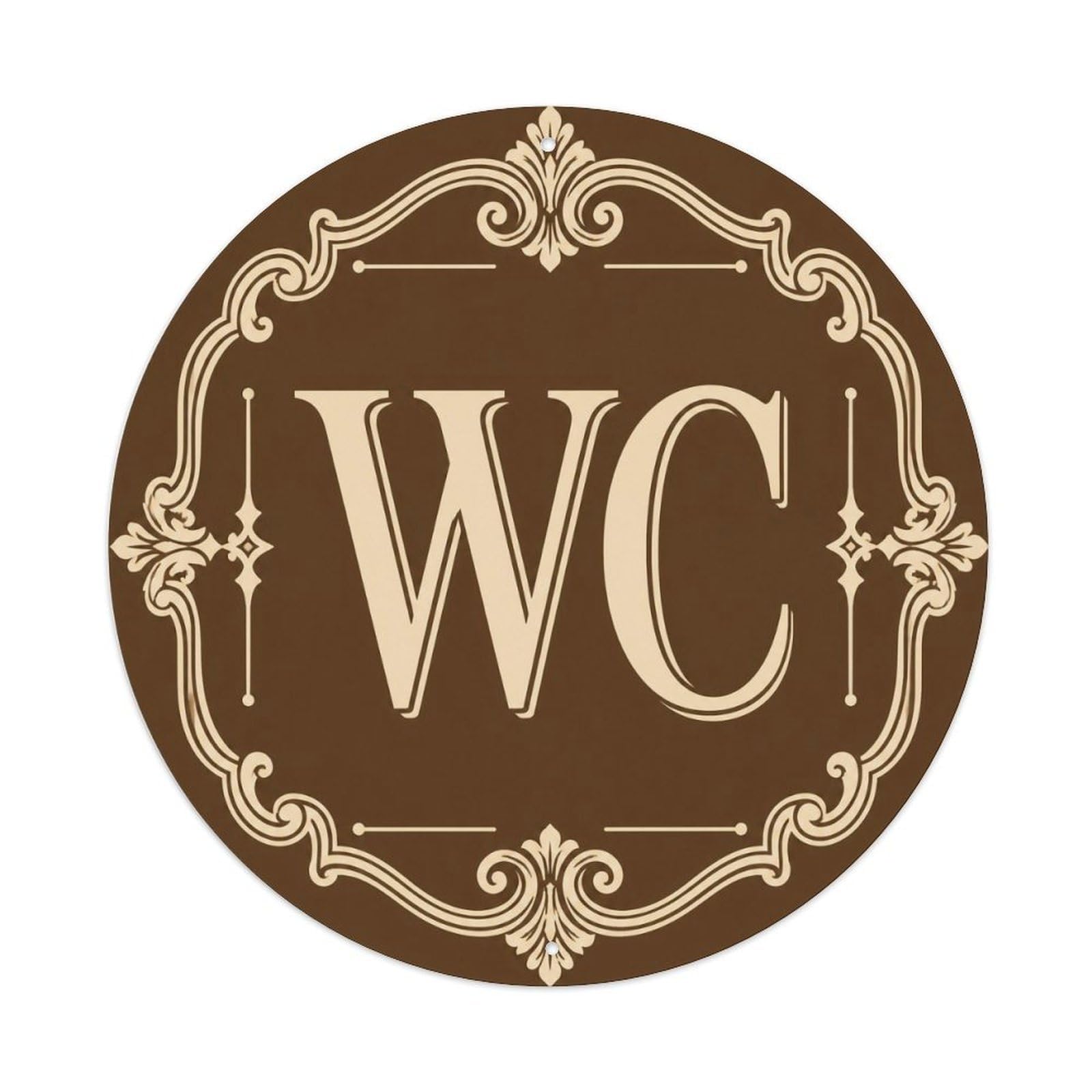 WC Brown Cream Restroom Notice Vintage Frame Crest Metal Tin Sign