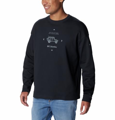 Image of Columbia Mens Duxbery Relaxed Long Sleeve T-Shirt, Black, Overlander Graphic, M