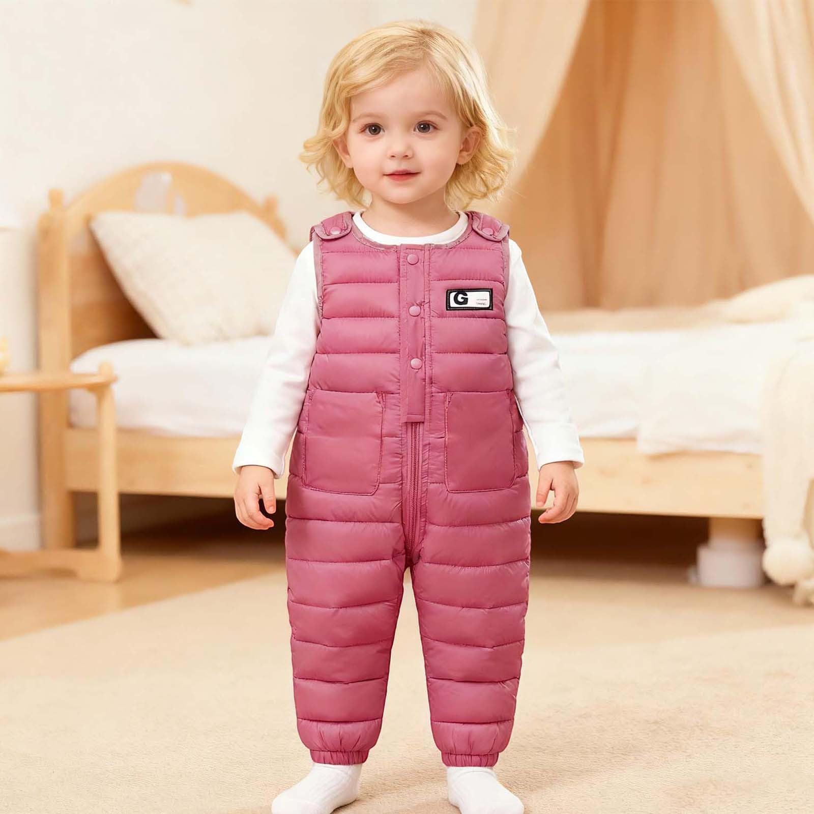 Generisch 2026 Pantalones de Invierno para Niñas con Tirantes Desmontables Pantalones de Forro Térmico para Niños para Jugar al Aire Libre en Climas Fríos