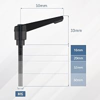 efuturetime 4db Szorítókar M6-20mm Karbon Acél Állítható Szorítólevers Fekete 2