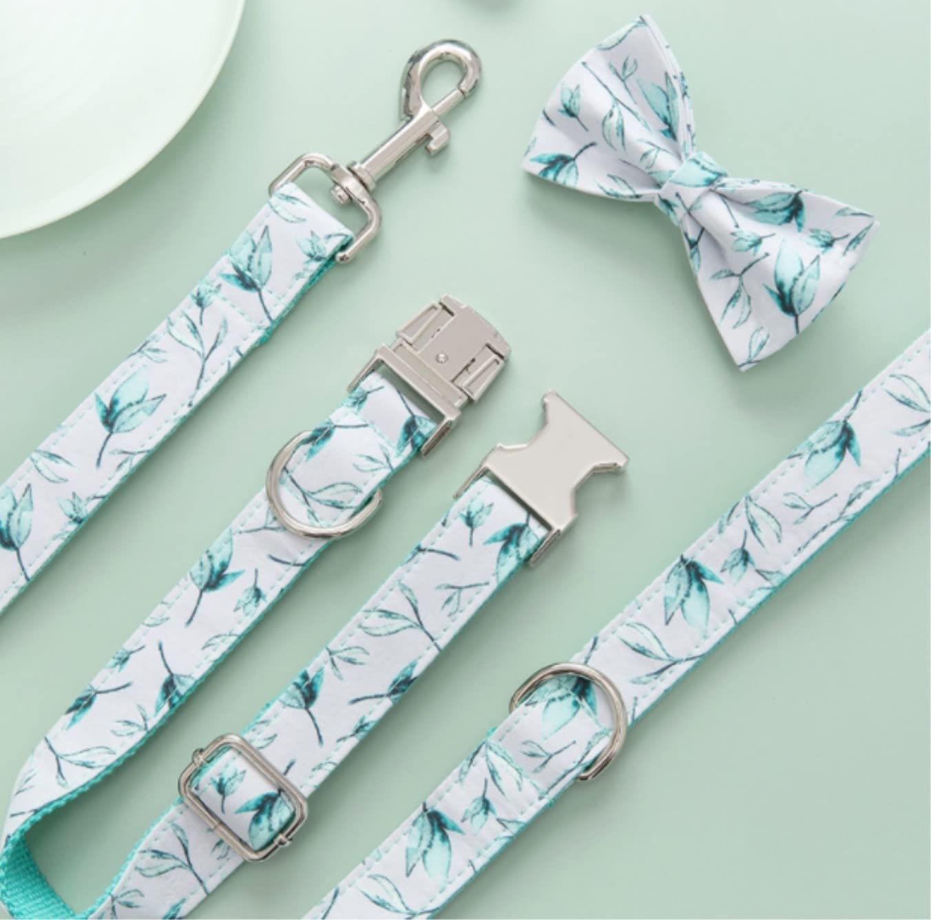 Longe Chien Laisse De Collier De Chien À Motif De Feuilles Pour Petits Chiens Gravure Personnalisée Collier Pour Animaux De Compagnie Ensemble De Laisse De Chien À Impression Durable Ceinture Chien(23