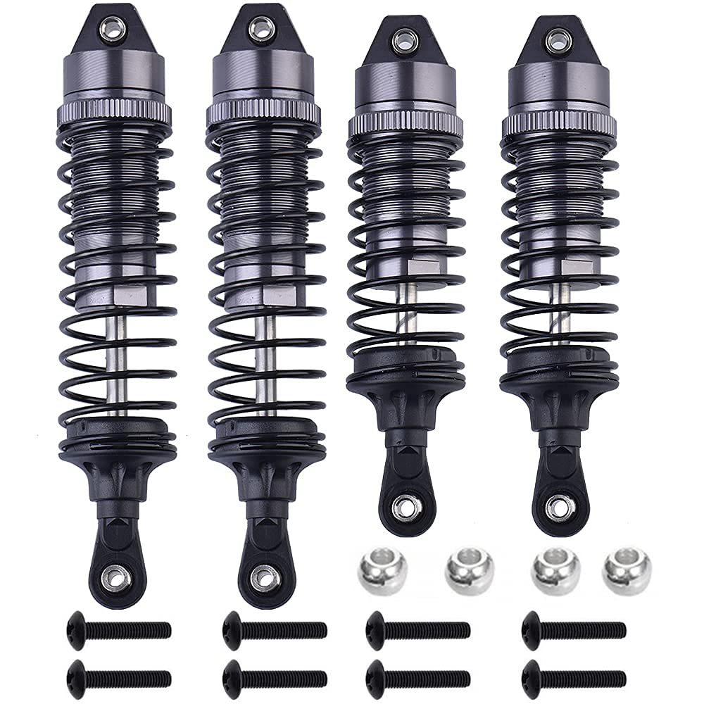 GLOBACT 4PCS Aluminum Front & Rear RC Shocks for 1/10 RC Truck Slash 2WD/4x4 Shocks Rustler 4X4 Stampede 4X4 Hoss 4X4 Upgrade Parts RC Car Replace 5862 (Titanium Color)