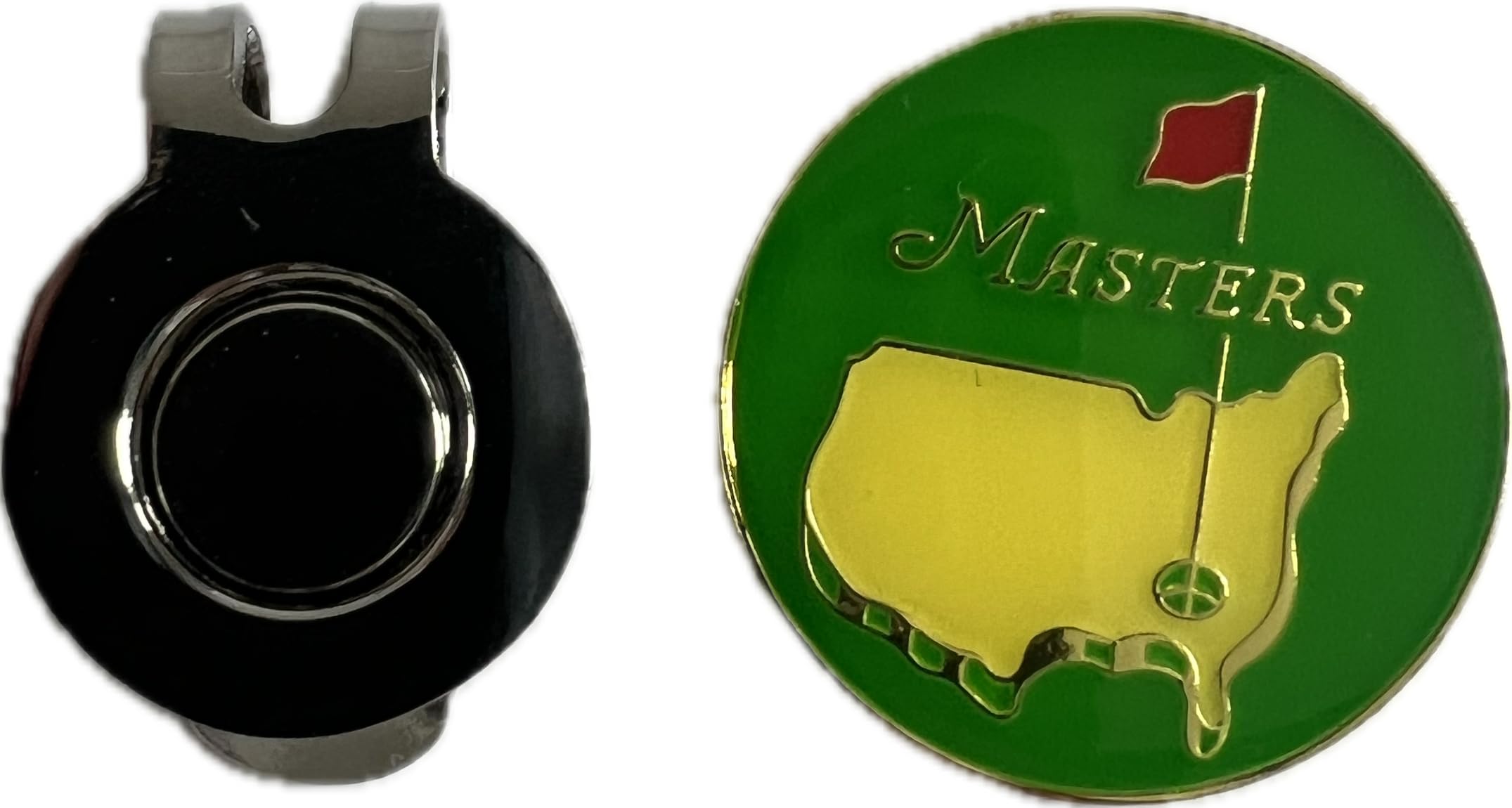 Masters Augusta Golf Ball Marker with Magnetic Cap Clip, Green and Gold Design (plain)