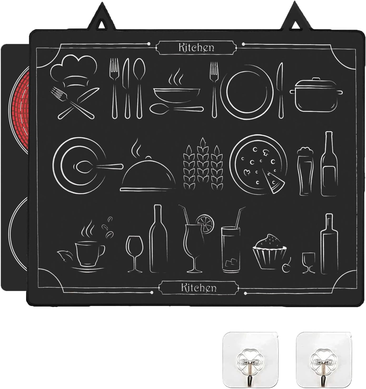 Alfombrilla Protectora para Cocina de Inducción 62x53cm, Placa de Cubierta de Cocina,Tapete de Inducción Silicona, Anti-Rasguños Antideslizantes Resistente al Calor para Placa de Inducción (figure)