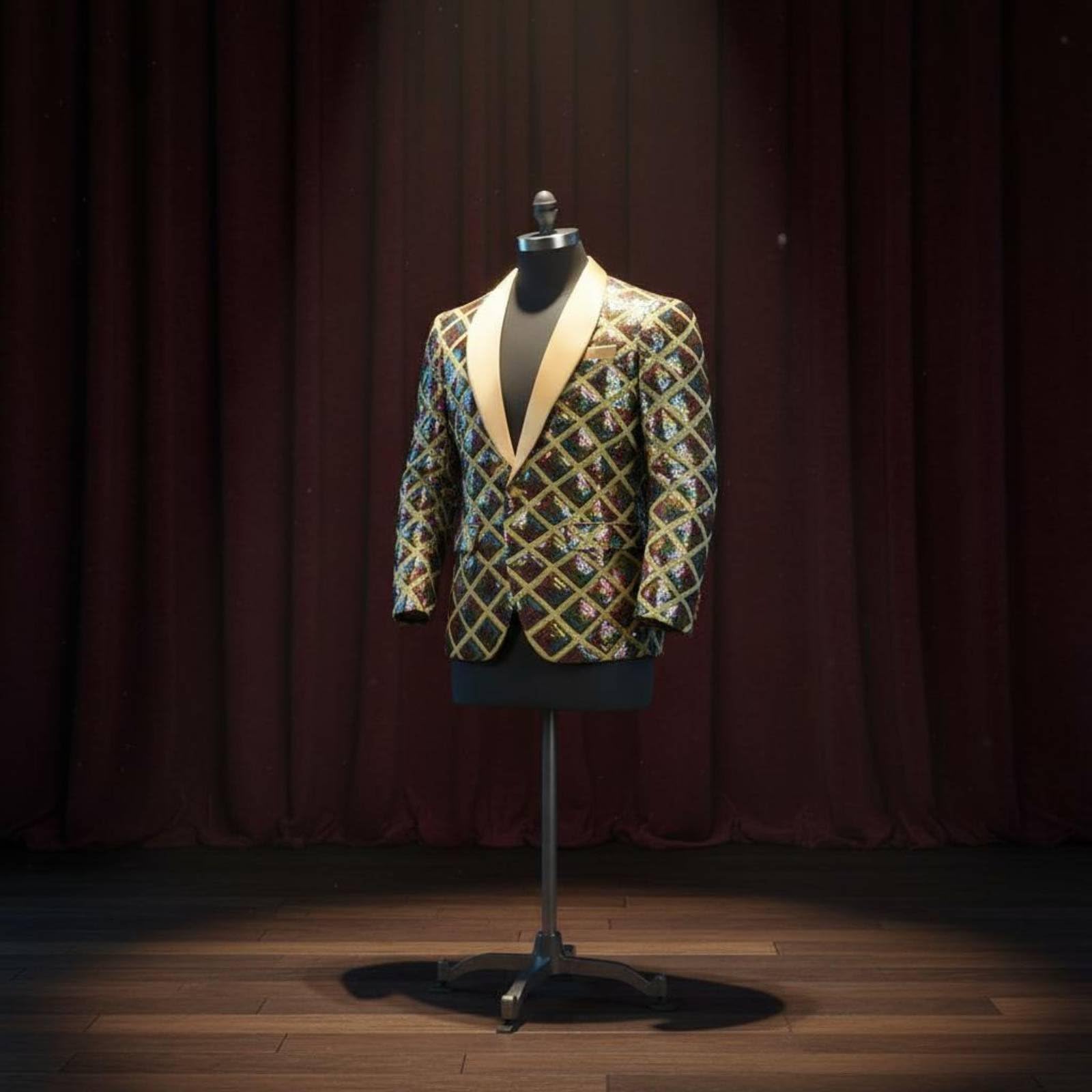 Giacca da Uomo con Paillettes Design Elegante Jacket Paillettes Monopetto Giacca Dinner Jacket Brillante per Artisti, Presentatori, Palcoscenico, Oro, S
