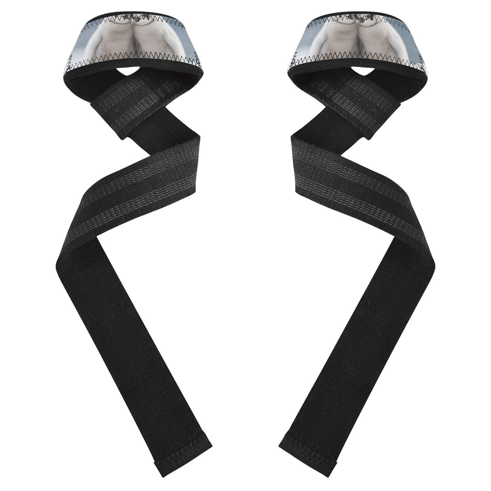 Nander Two Penguins Wrist Straps for Weightlifting,Lifting Straps with Neoprene Cushioned Wrist Padded and Anti-Skid Silicone for Strength Training,Bodybuilding,Deadlifting