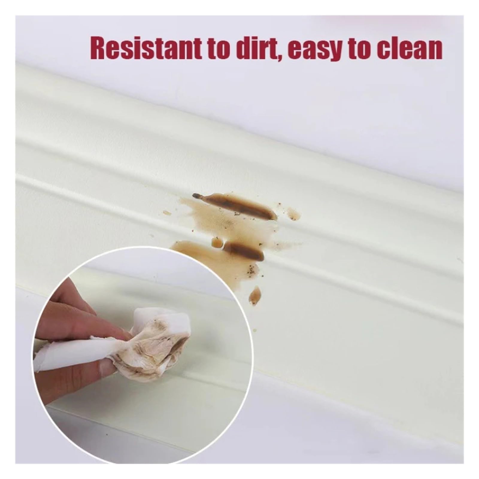 Rodapiés impermeables Moldura de pared autoadhesiva 5M, rodapié NBR, moldura Flexible, línea cintura, tira impermeable for decoración del hogar Baño(Brown)