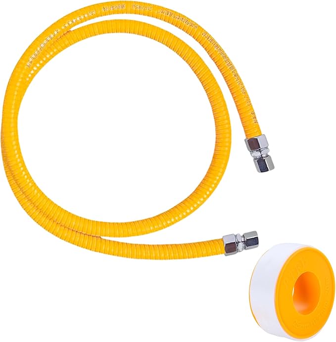 Flexible Gas Line, Yellow Coated Gas Line Connector 39Inch Gas