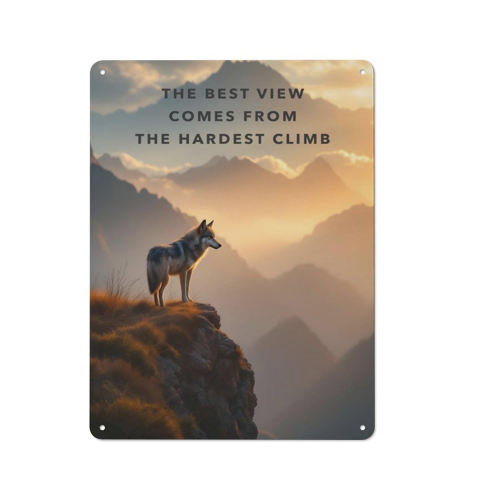 Junmoney Wolf On Mountain Motivation Inspiration Vintage Tin Sign 40X30cm For Pub Or Café, For Everyday Room Decor With A Vintage Look