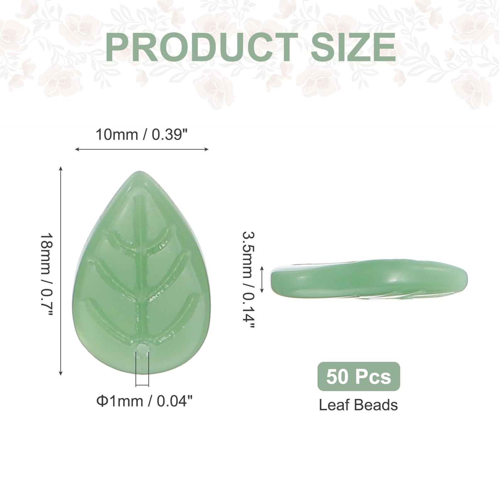 PATIKIL Leaf Beads, 50Pcs Crystal Translucent Czech Glass Beads for DIY Jewelry Making Bracelets Necklace Jade Green - Image 2