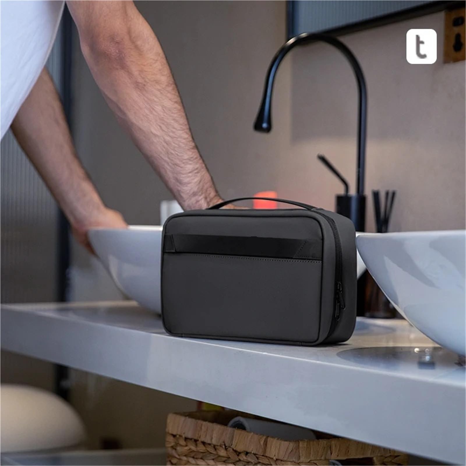 Borsa Da Toilette Da Viaggio Borsa da toilette da viaggio Borsa da viaggio d'affari da uomo Separazione asciutta e bagnata Borsa da bagno fitness Borsa da trucco impermeabile Borsa da lavaggio(Light G