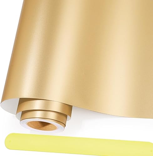 Miniatura 1 de GIRAFVINYL Vinilo Matellic mate dorado claro de 20 pies, vinilo adhesivo dorado satinado para decoración del hogar, automóvil, letrero (dorado claro)