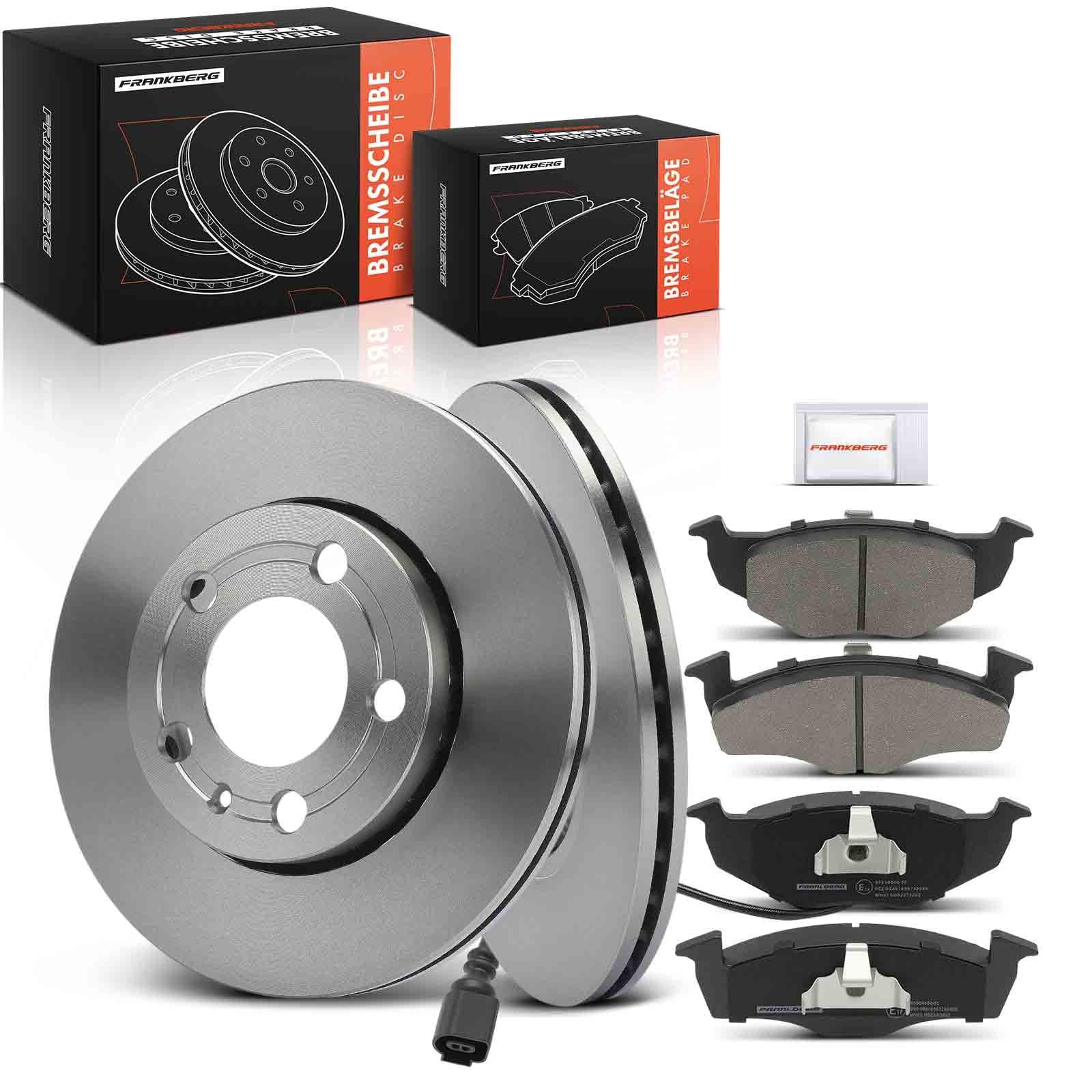Frankberg 2x Bremsscheiben + 4x Bremsbeläge Vorne 13046071002 | Kompatibel mit Polo 9A 9N, Fox Hatchback 5Z1 5Z3 5Z4 5Z5, Fabia I Praktik 6Y5, Polo Stufenheck 9A2 9A4 9A6 9N2, Fabia I 6Y2