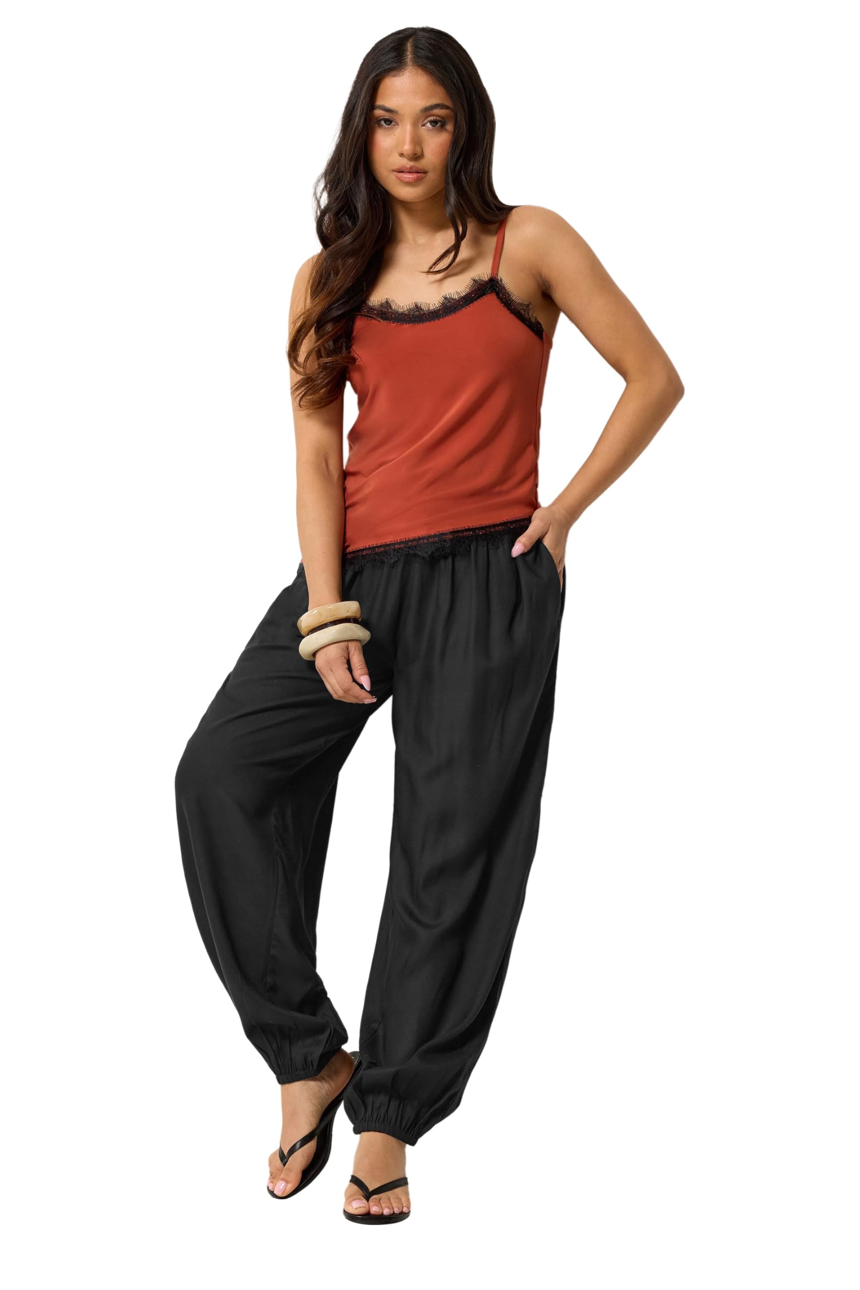 PixieGirl Women's Petite Harem Trousers - Black - Size 10S
