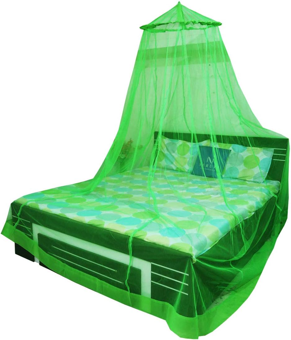 Neruti Enterprise Polyester Double Bed Round Mosquito Net/Machardani (Green, King Size)
