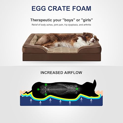 Miniatura 2 de FURTIME Cama ortopédica para perros grandes, cama lavable XL para perros de tamaño grande, cómoda cama de espuma de apoyo para mascotas con funda