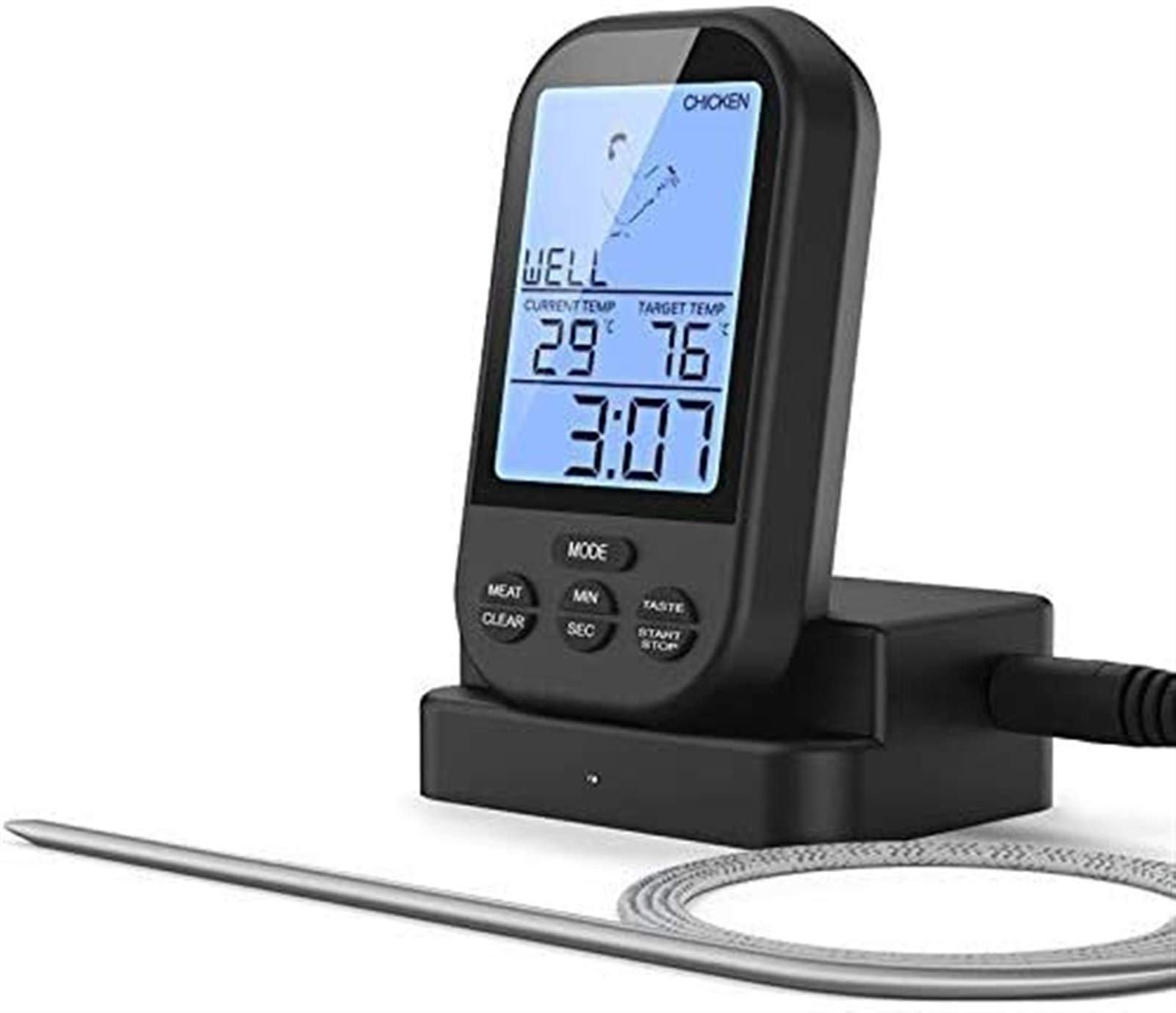 XMING Termometro per la carne digitale a distanza wireless per barbecue per fumatori grigliati, grill, forno, termometro alimentare, retroilluminato lettura istantanea, monitorare il cibo da 100 piedi